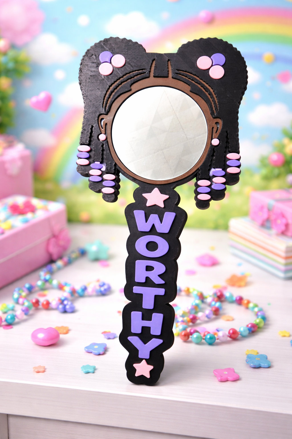 β¨ Custom 3D Printed Affirmation Mirror β Inspirational Handheld Mirror