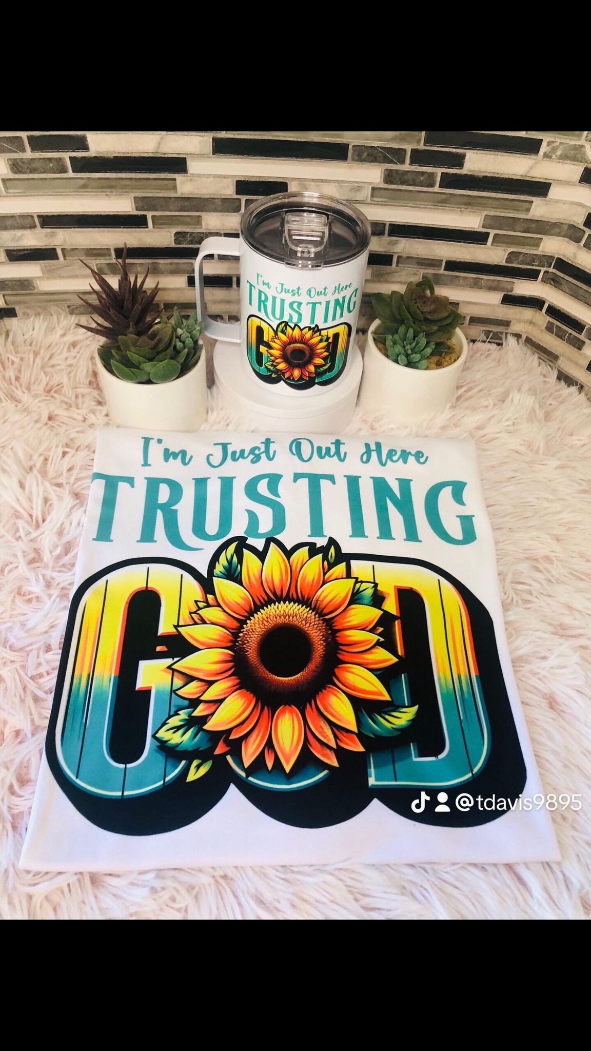 Custom “I’m Just Out Here Trusting God” T-Shirt and 12oz Mug Set