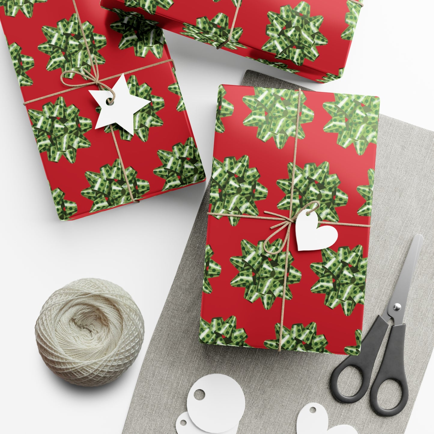 Green Bow #2 Gift Wrap Papers