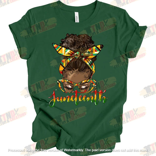 Juneteenth Afro Messy Bun T-Shirt