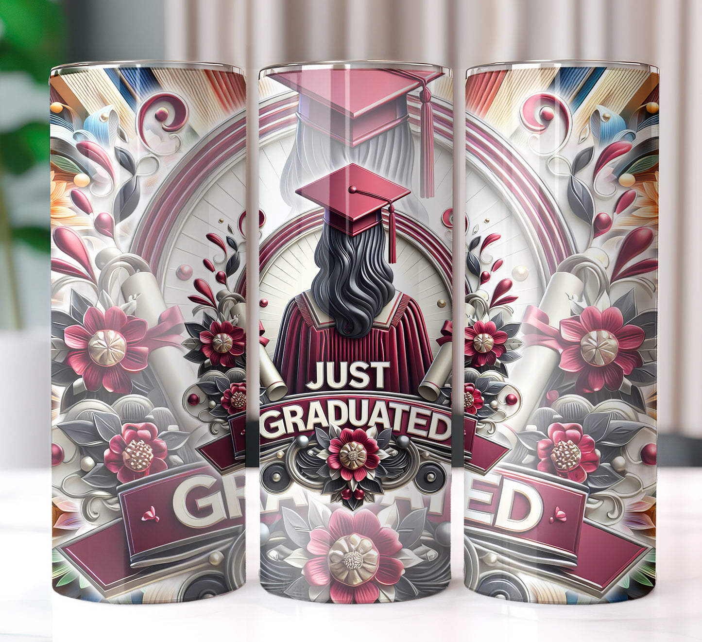 Women's "Just Graduated" Shirt and Tumbler PNG Bundle