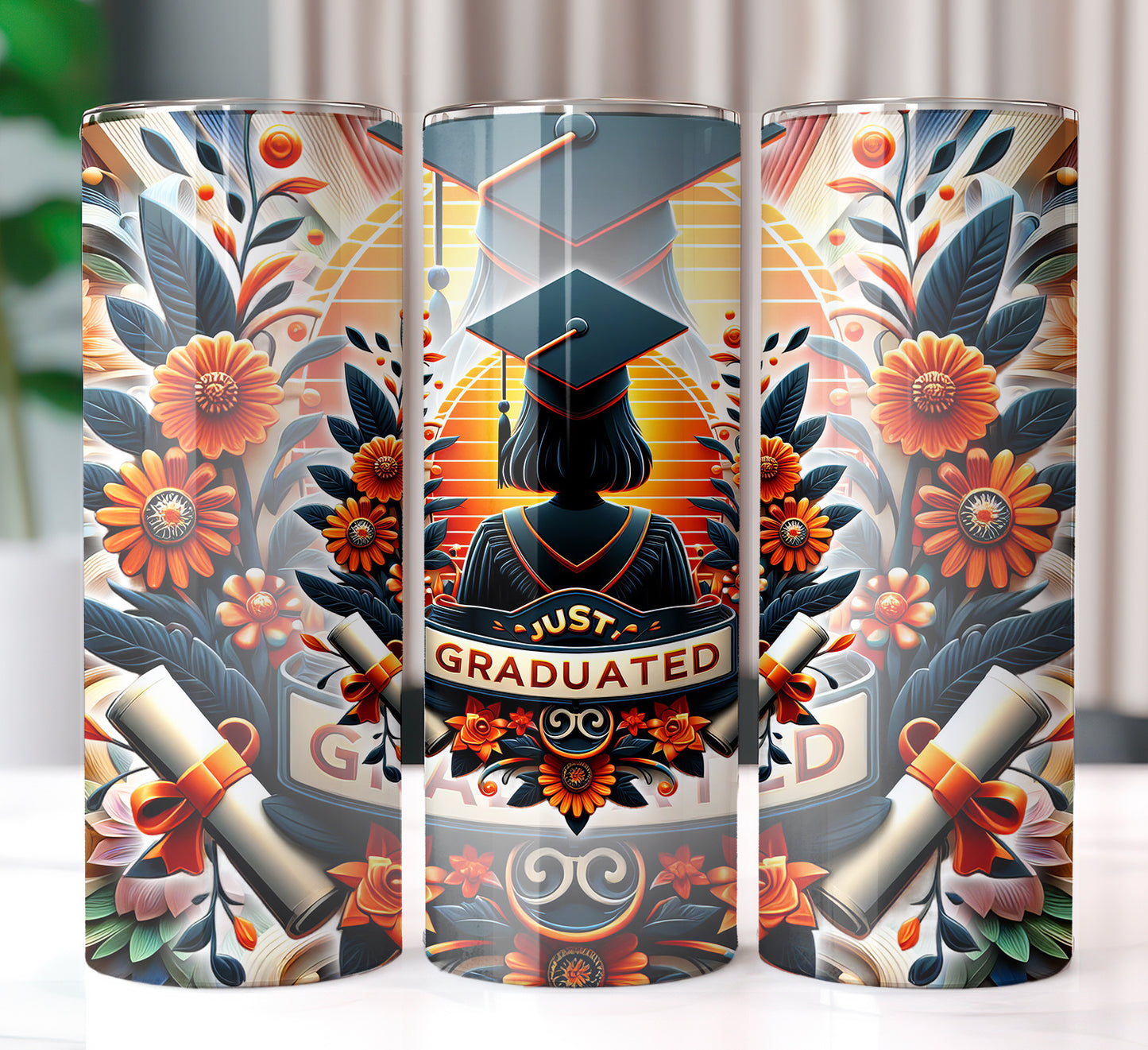 Women's "Just Graduated" Shirt and Tumbler PNG Bundle