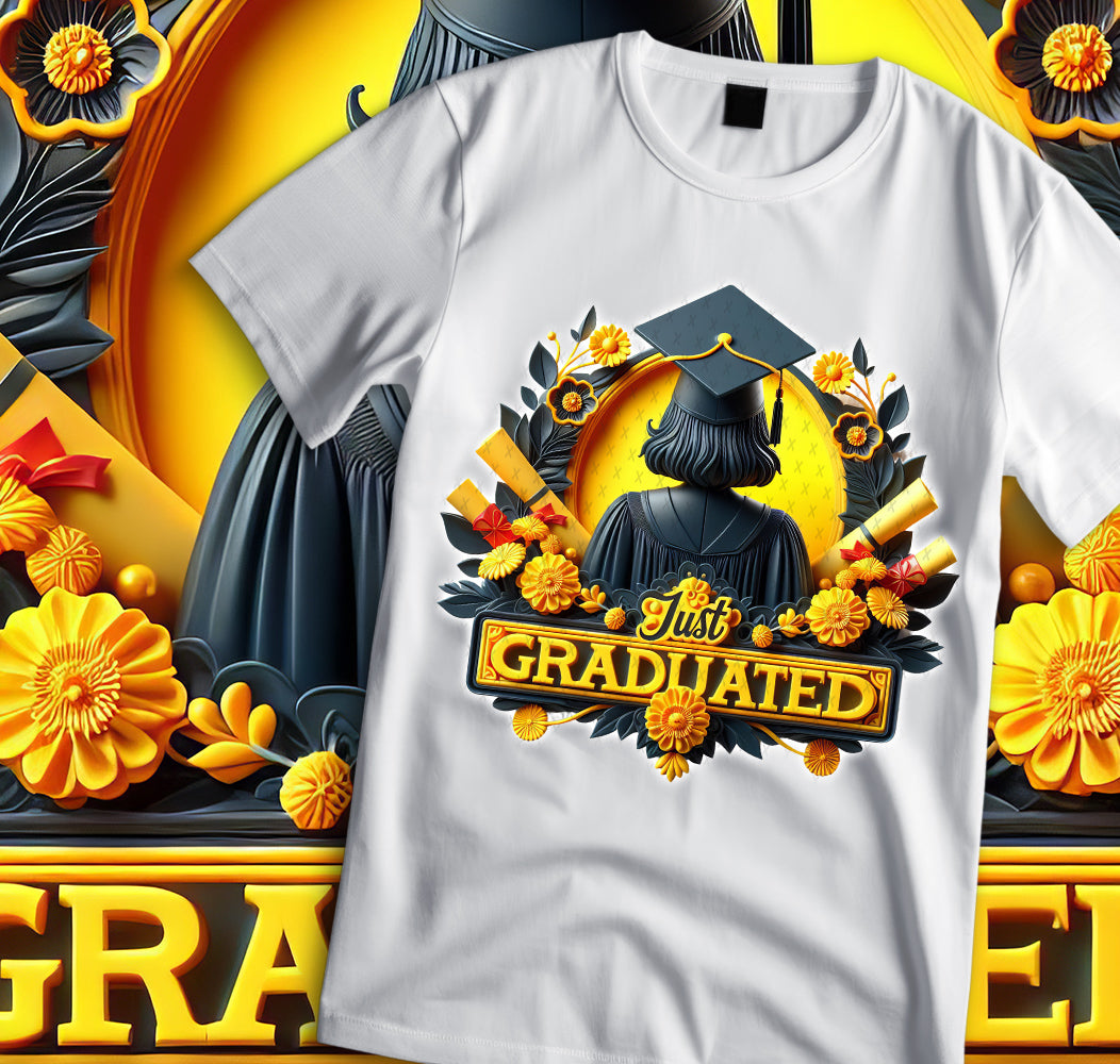 Women's "Just Graduated" Shirt and Tumbler PNG Bundle