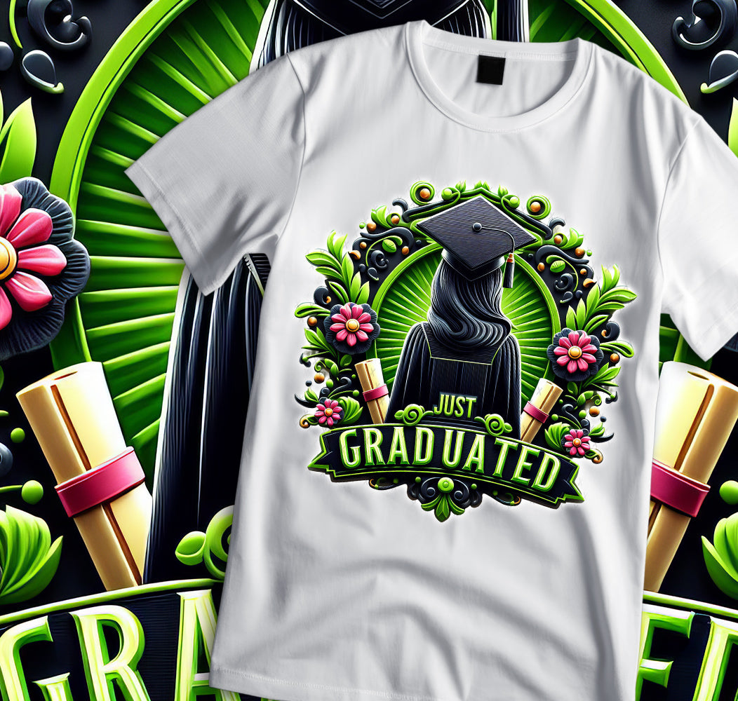 Women's "Just Graduated" Shirt and Tumbler PNG Bundle