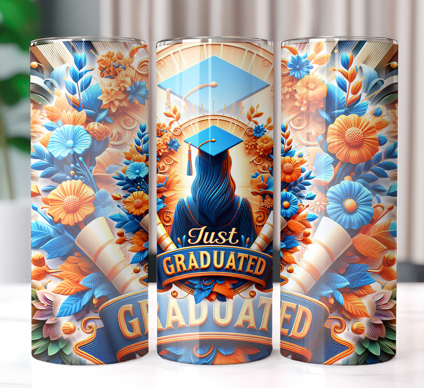 Women's "Just Graduated" Shirt and Tumbler PNG Bundle