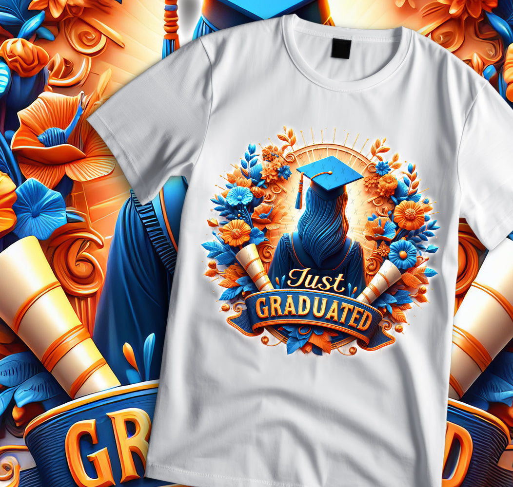 Women's "Just Graduated" Shirt and Tumbler PNG Bundle