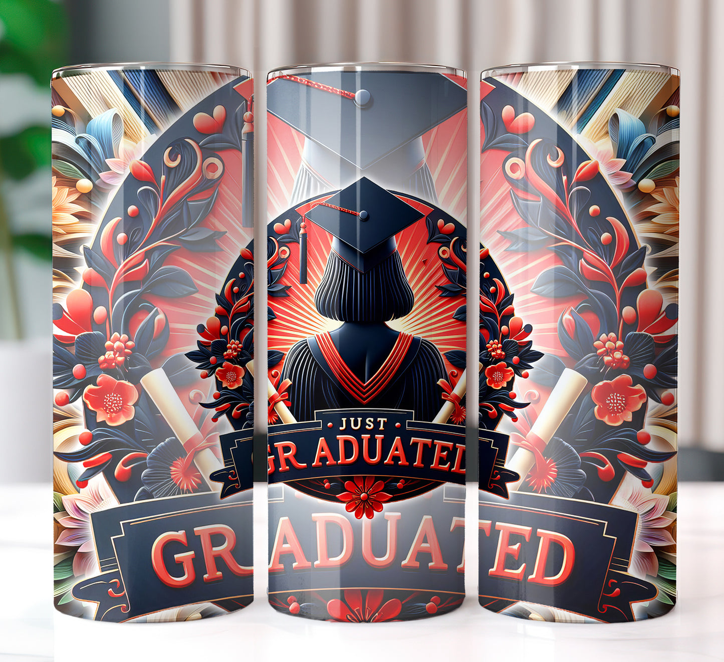 Women's "Just Graduated" Shirt and Tumbler PNG Bundle