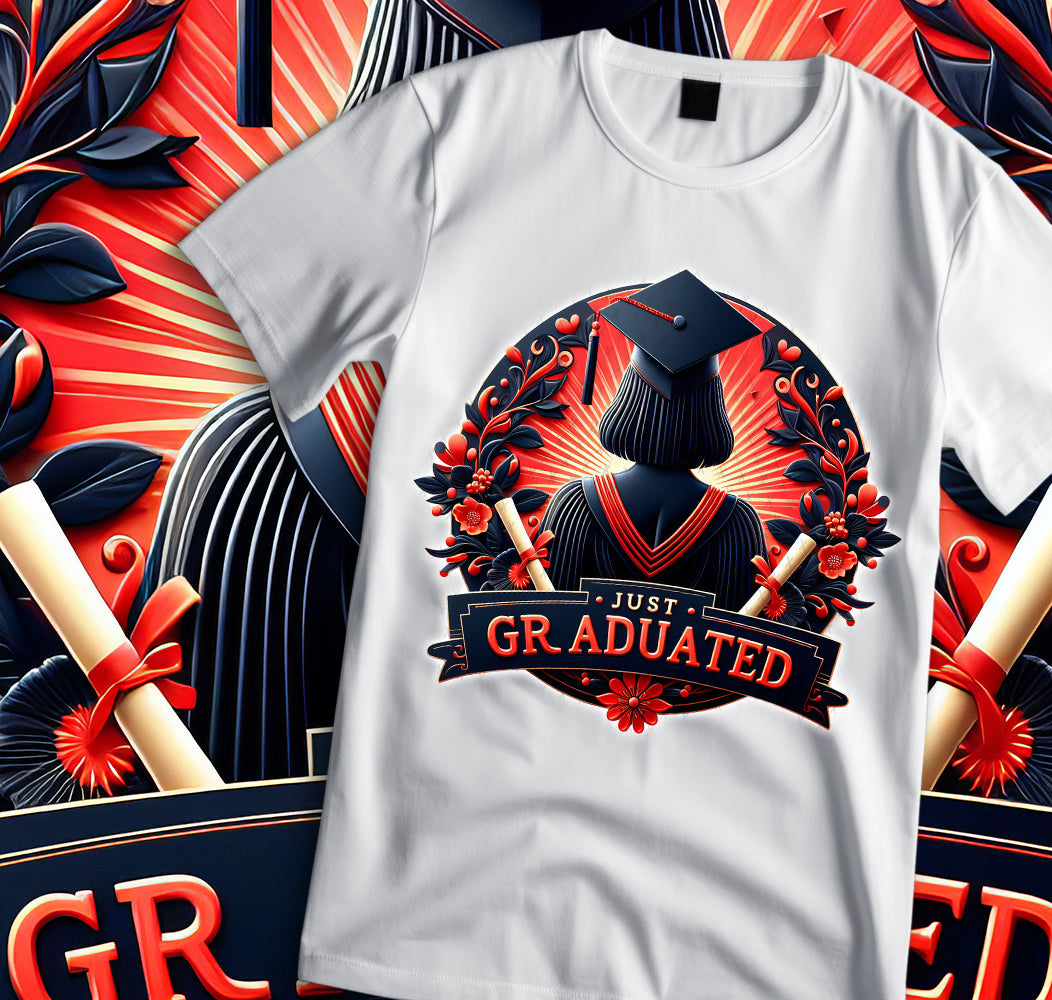 Women's "Just Graduated" Shirt and Tumbler PNG Bundle