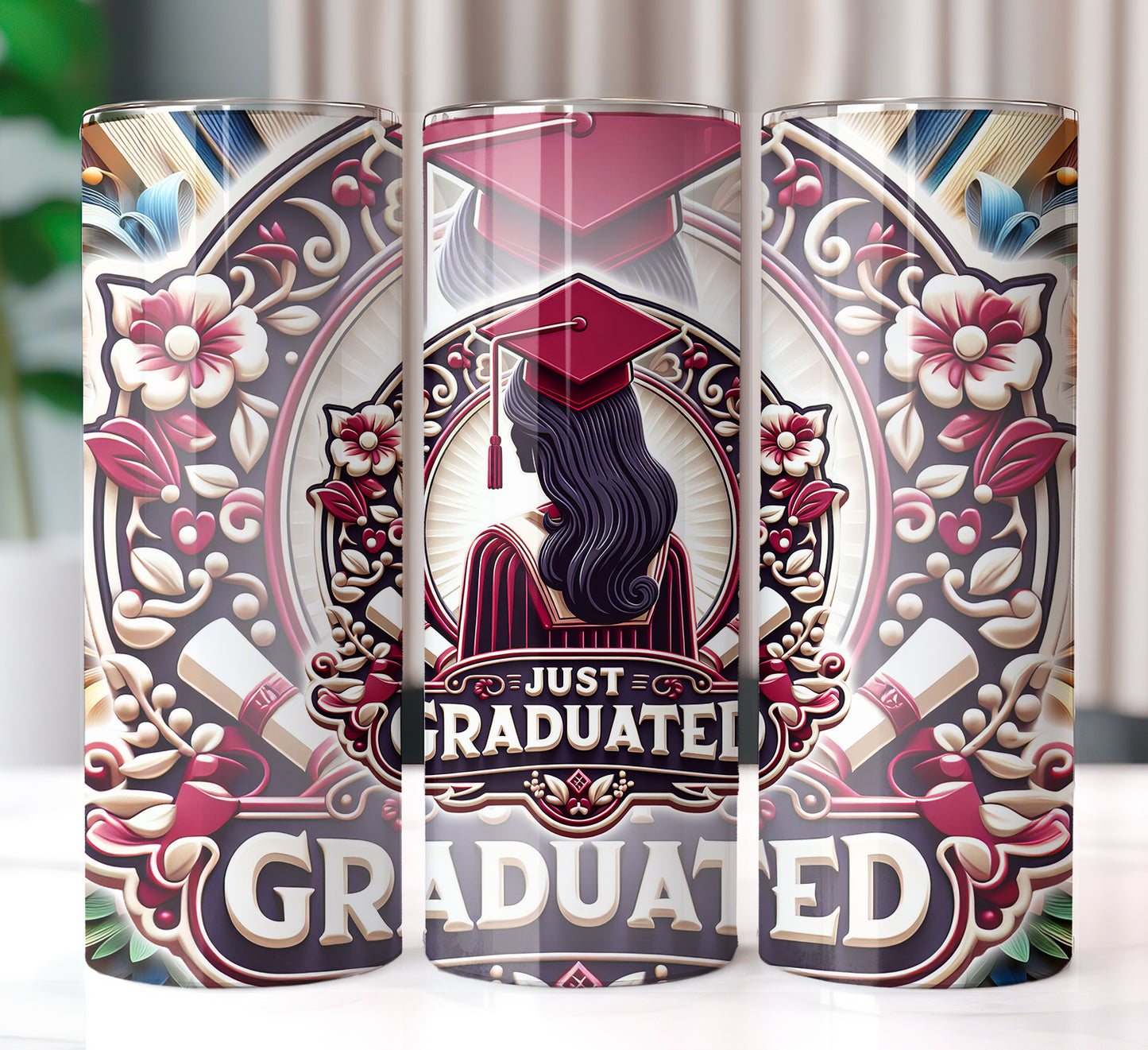 Women's "Just Graduated" Shirt and Tumbler PNG Bundle