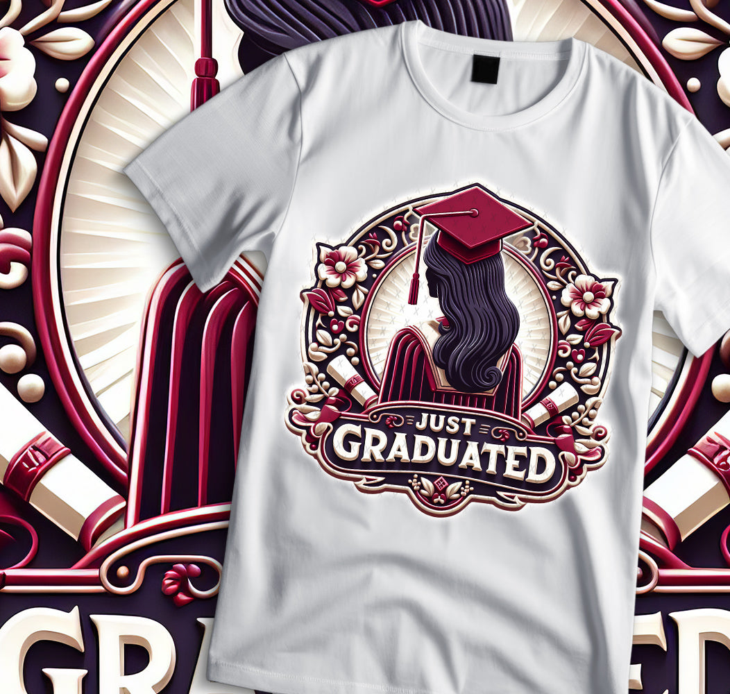 Women's "Just Graduated" Shirt and Tumbler PNG Bundle