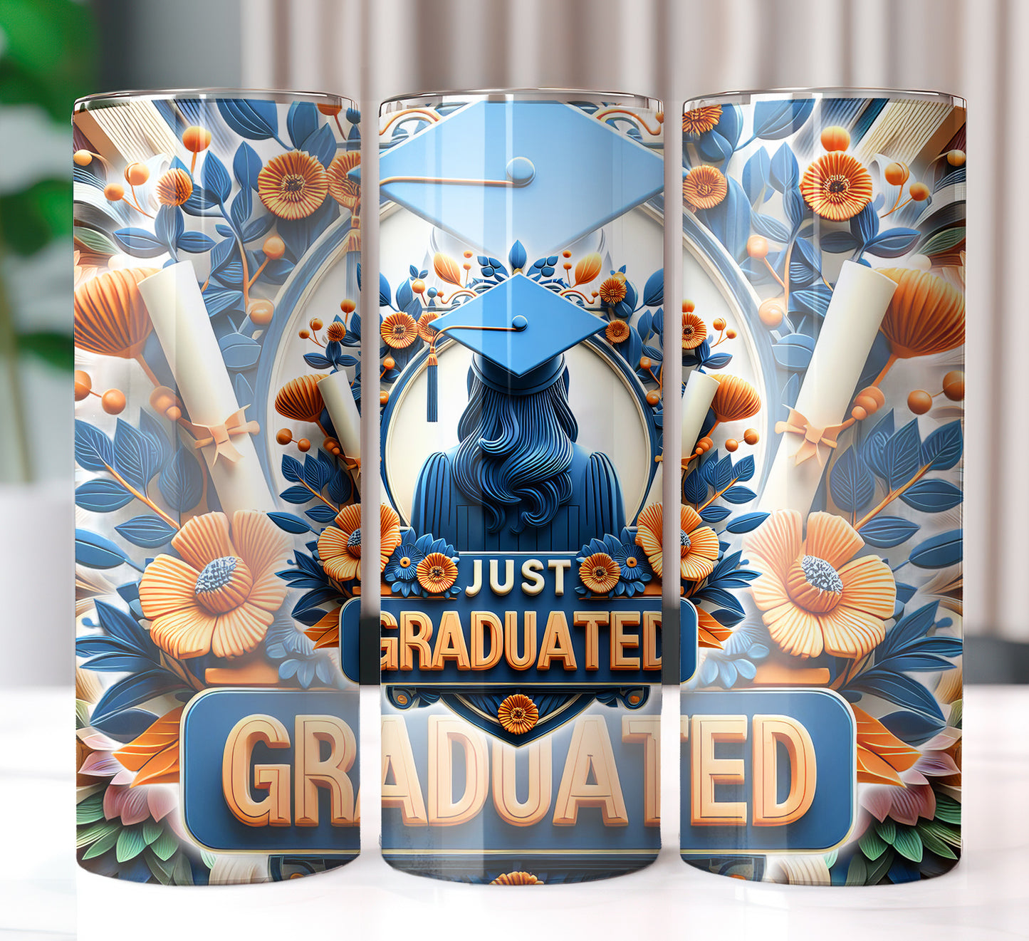 Women's "Just Graduated" Shirt and Tumbler PNG Bundle