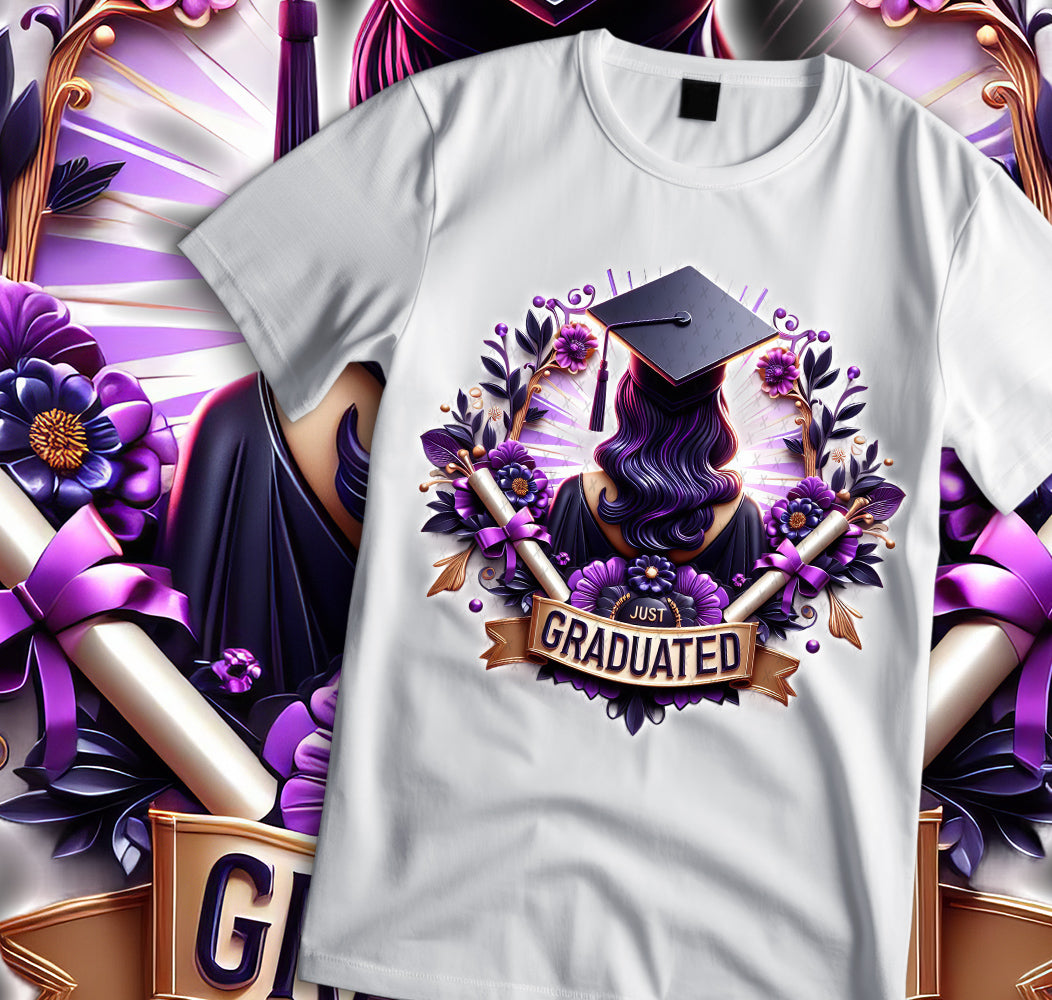 Women's "Just Graduated" Shirt and Tumbler PNG Bundle