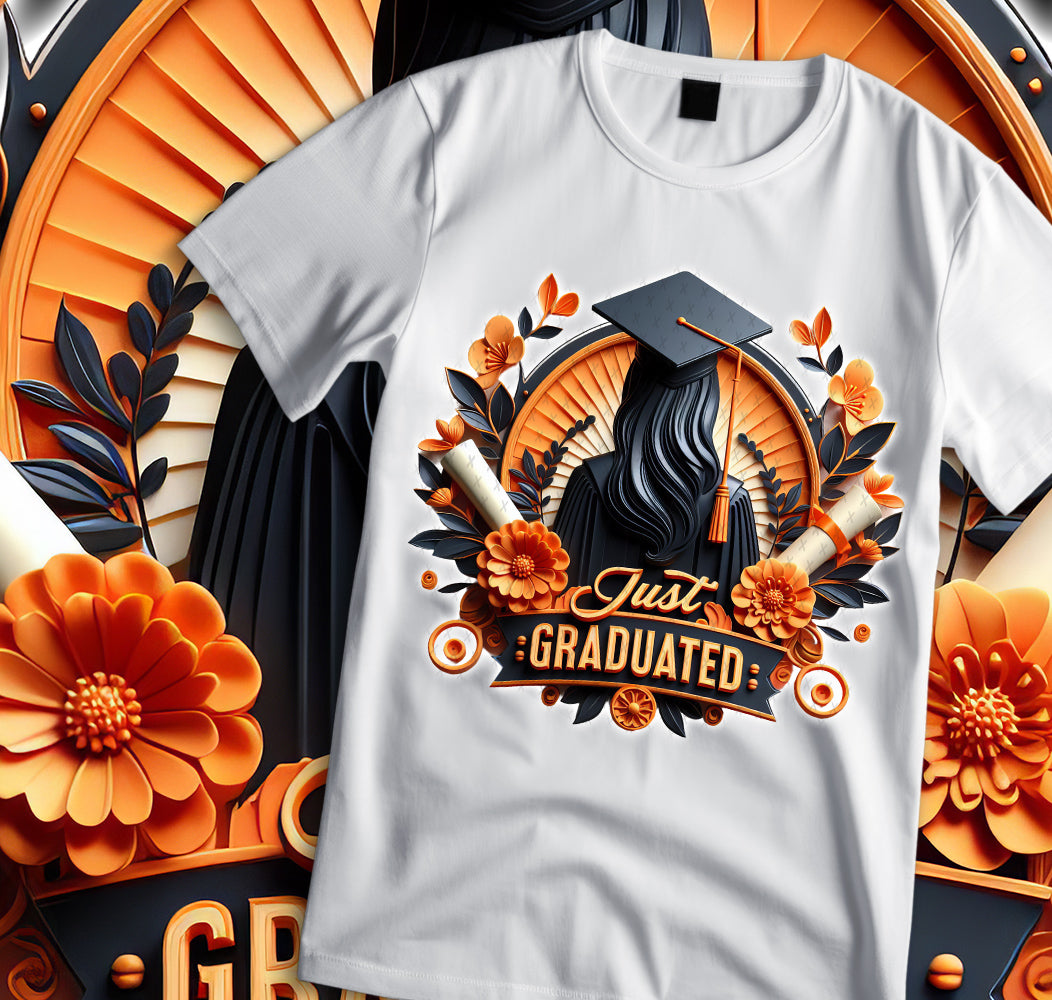 Women's "Just Graduated" Shirt and Tumbler PNG Bundle