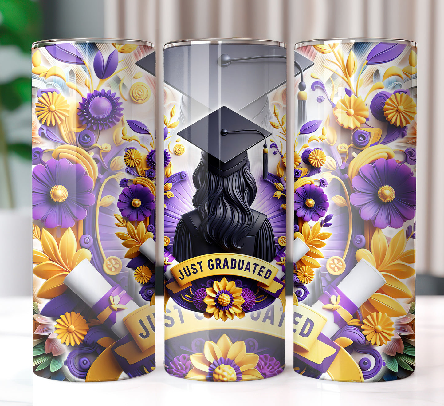 Women's "Just Graduated" Shirt and Tumbler PNG Bundle