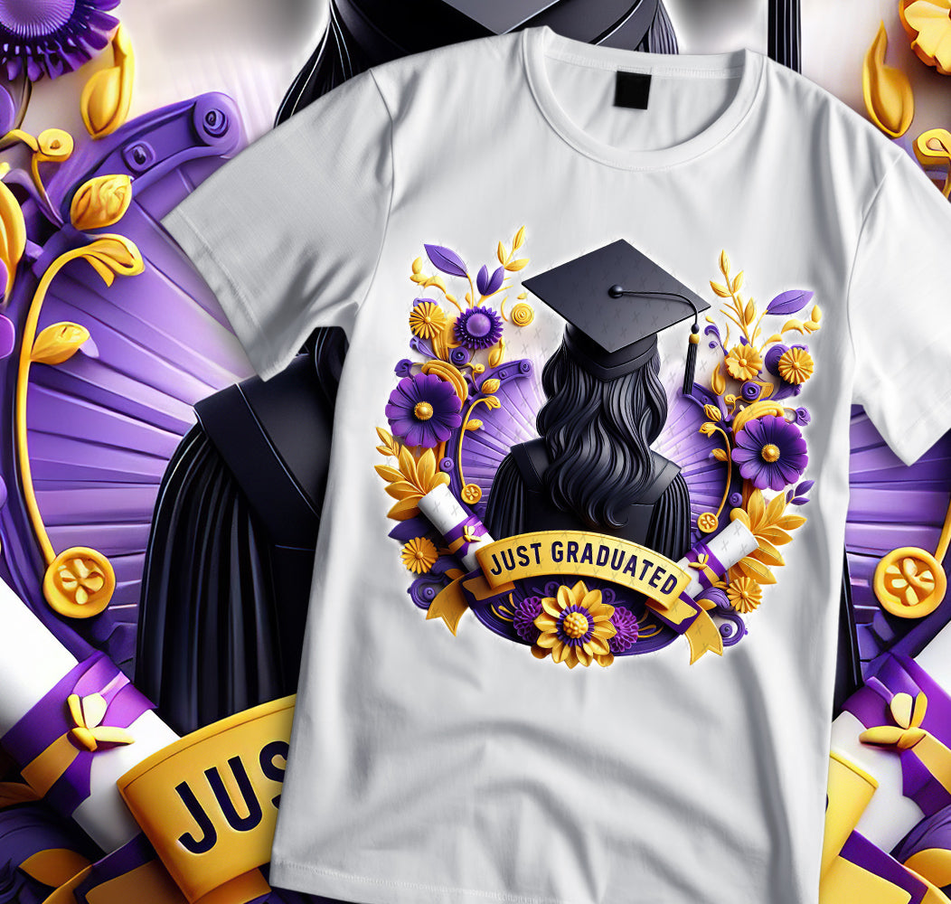 Women's "Just Graduated" Shirt and Tumbler PNG Bundle