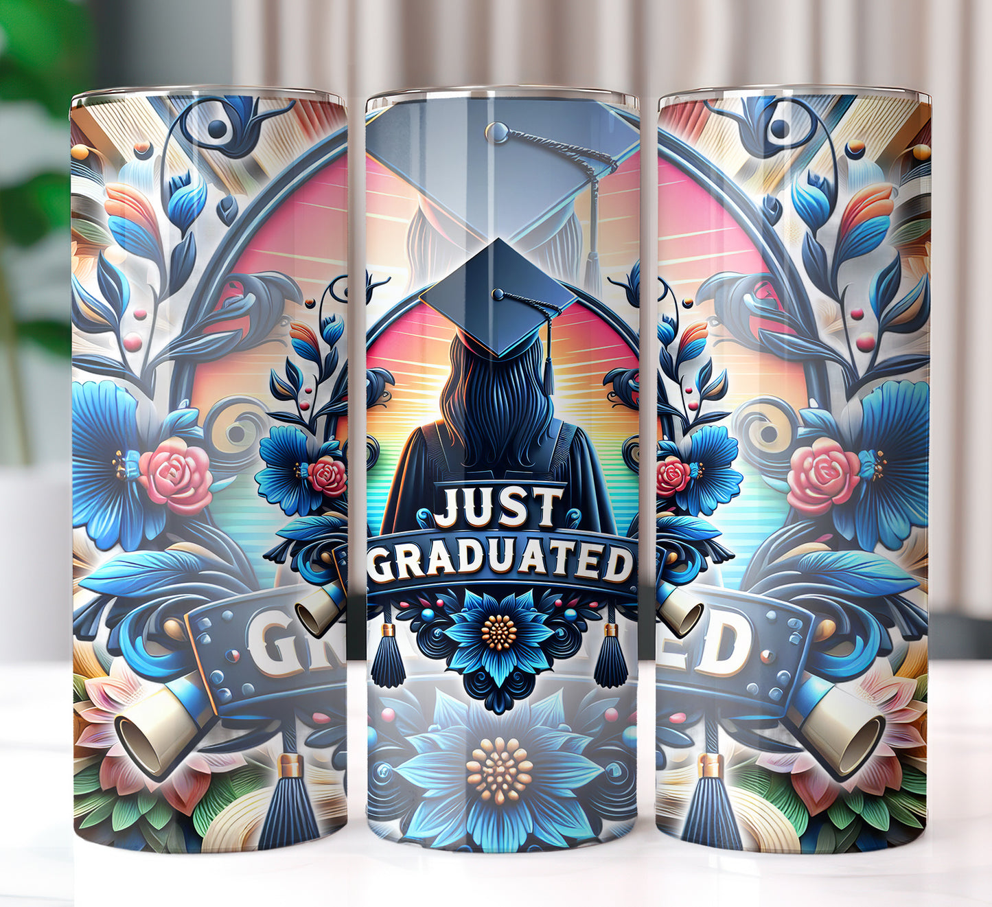 Women's "Just Graduated" Shirt and Tumbler PNG Bundle