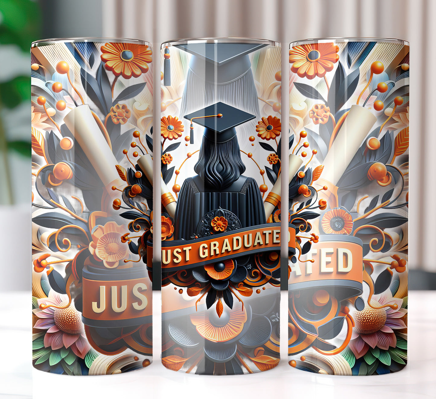 Women's "Just Graduated" Shirt and Tumbler PNG Bundle