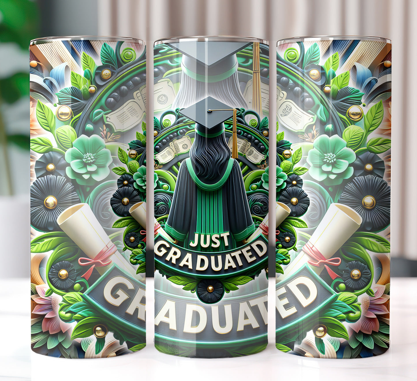 Women's "Just Graduated" Shirt and Tumbler PNG Bundle