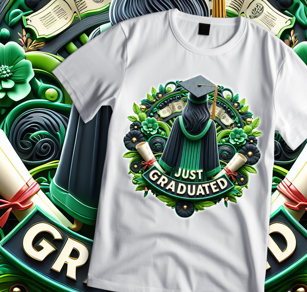 Women's "Just Graduated" Shirt and Tumbler PNG Bundle