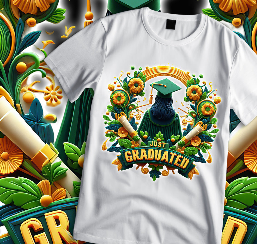 Women's "Just Graduated" Shirt and Tumbler PNG Bundle