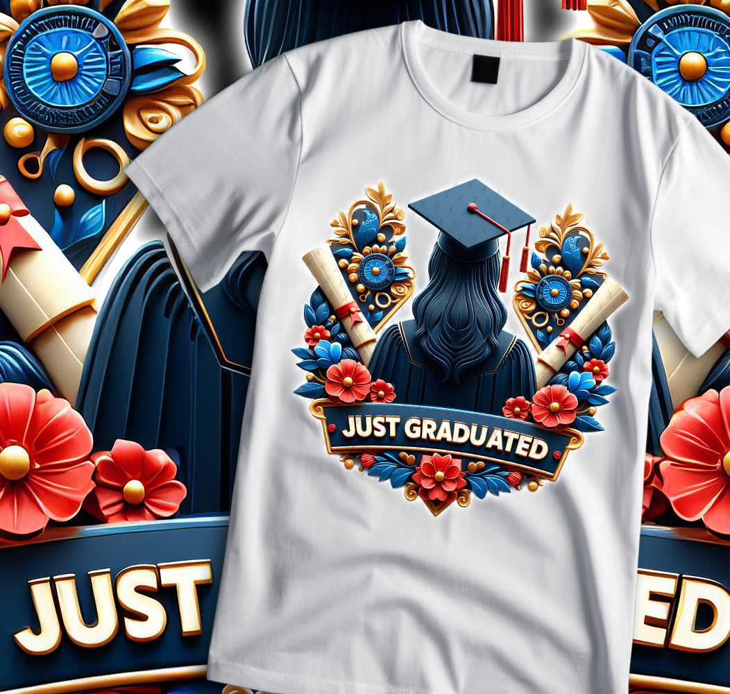 Women's "Just Graduated" Shirt and Tumbler PNG Bundle