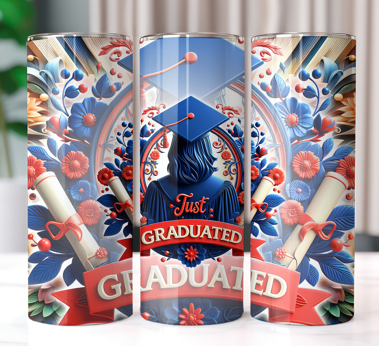 Women's "Just Graduated" Shirt and Tumbler PNG Bundle