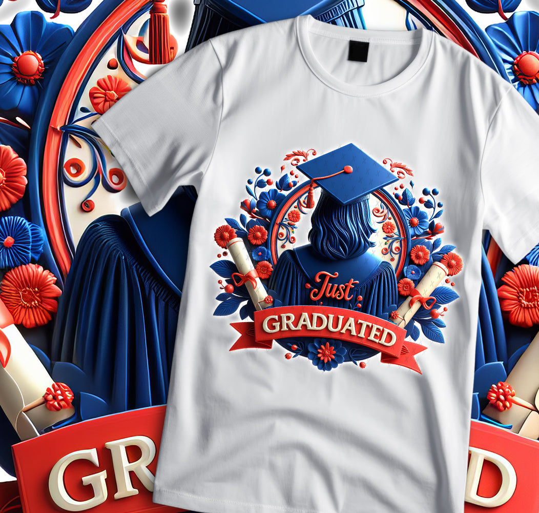 Women's "Just Graduated" Shirt and Tumbler PNG Bundle