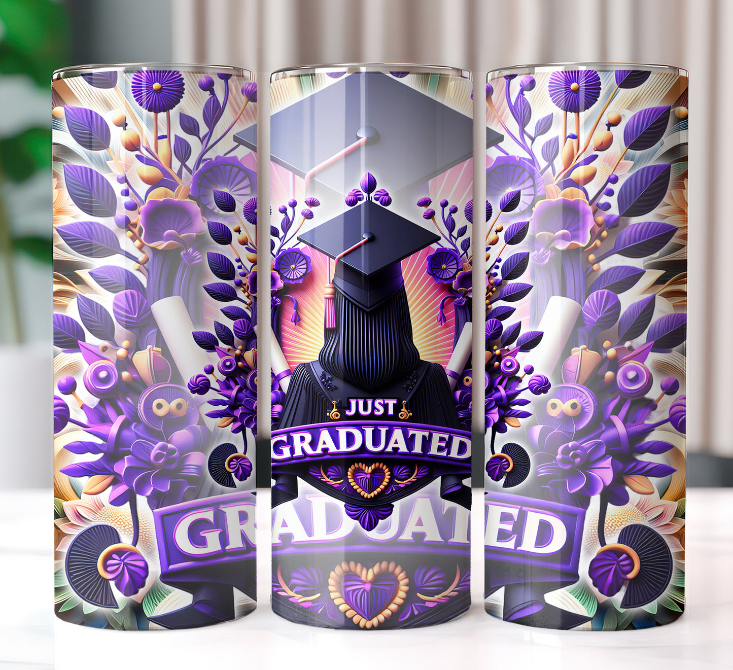 Women's "Just Graduated" Shirt and Tumbler PNG Bundle