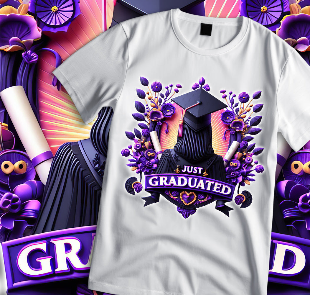 Women's "Just Graduated" Shirt and Tumbler PNG Bundle