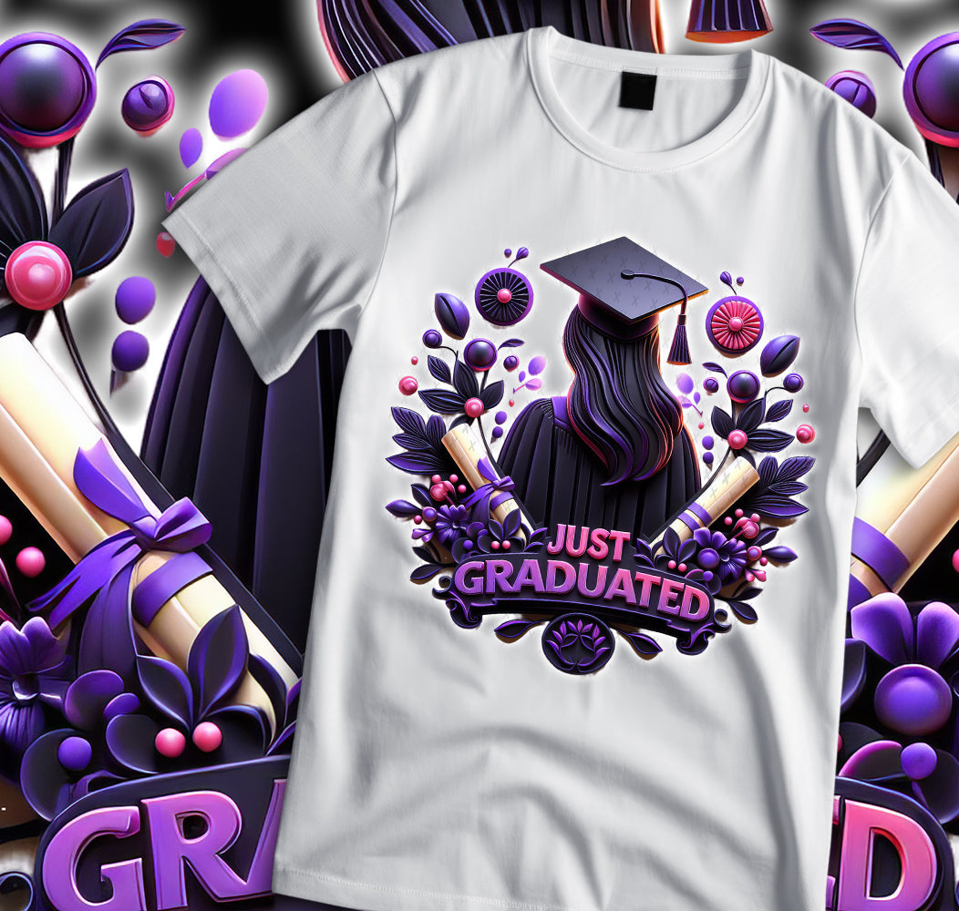 Women's "Just Graduated" Shirt and Tumbler PNG Bundle