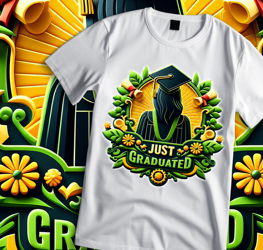 Women's "Just Graduated" Shirt and Tumbler PNG Bundle