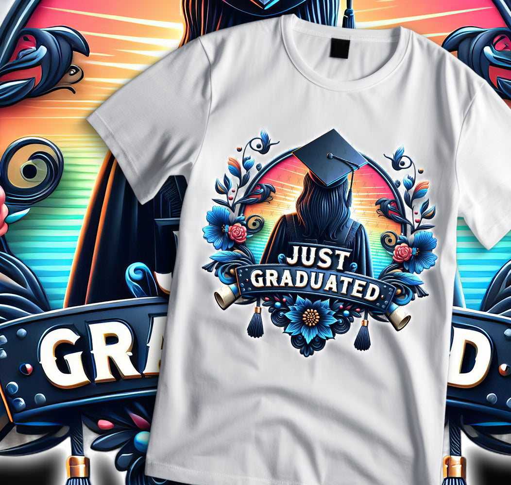 Women's "Just Graduated" Shirt and Tumbler PNG Bundle