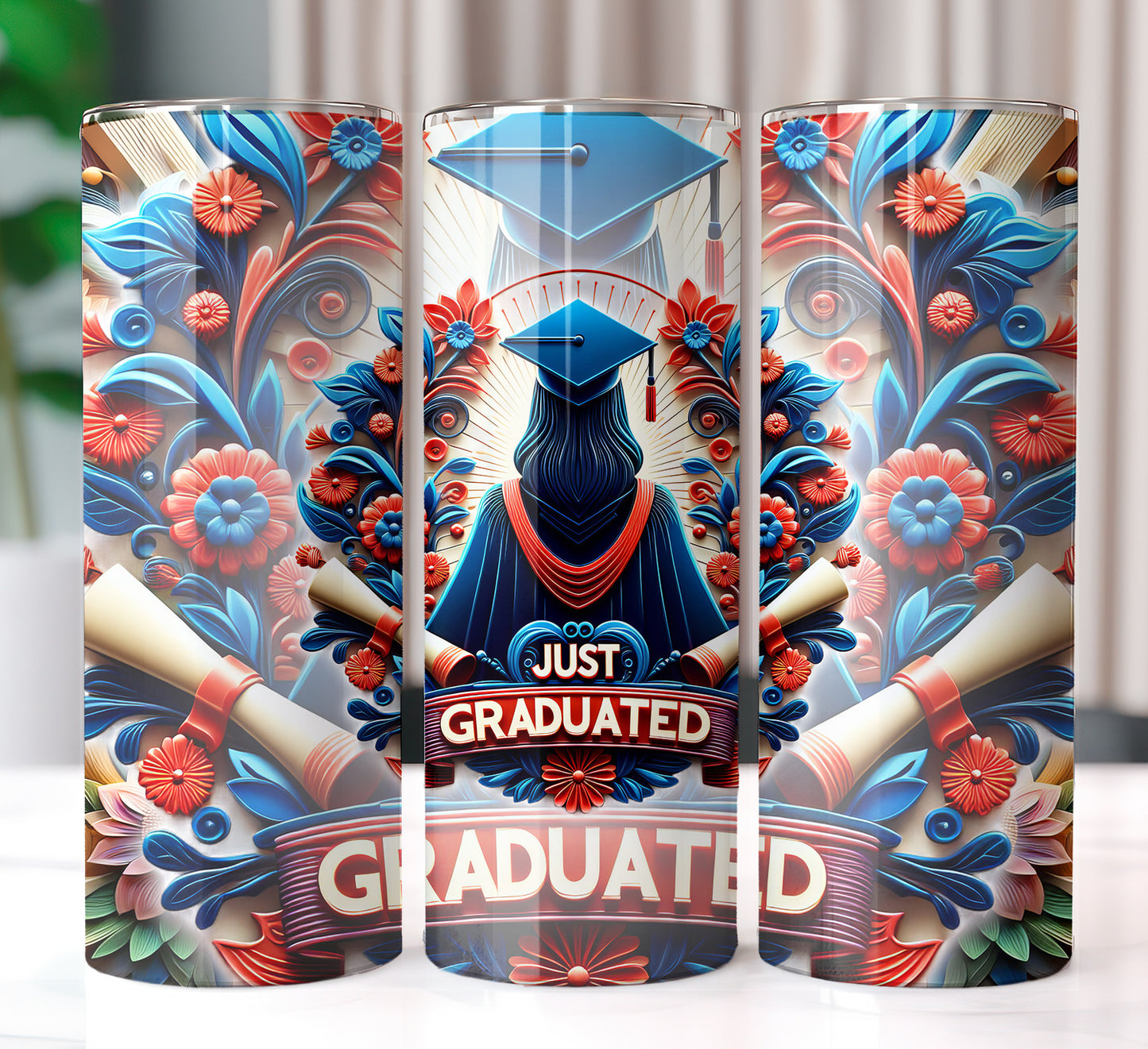 Women's "Just Graduated" Shirt and Tumbler PNG Bundle