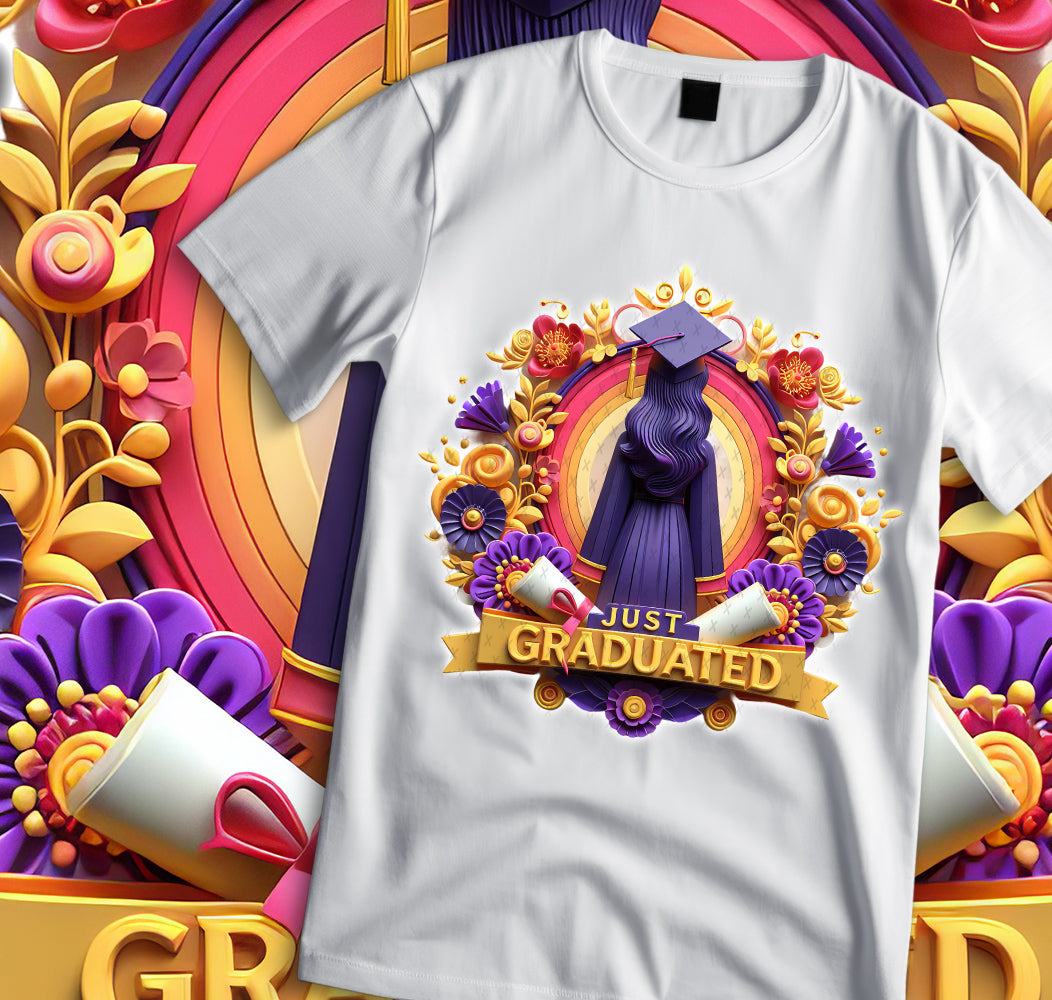 Women's "Just Graduated" Shirt and Tumbler PNG Bundle