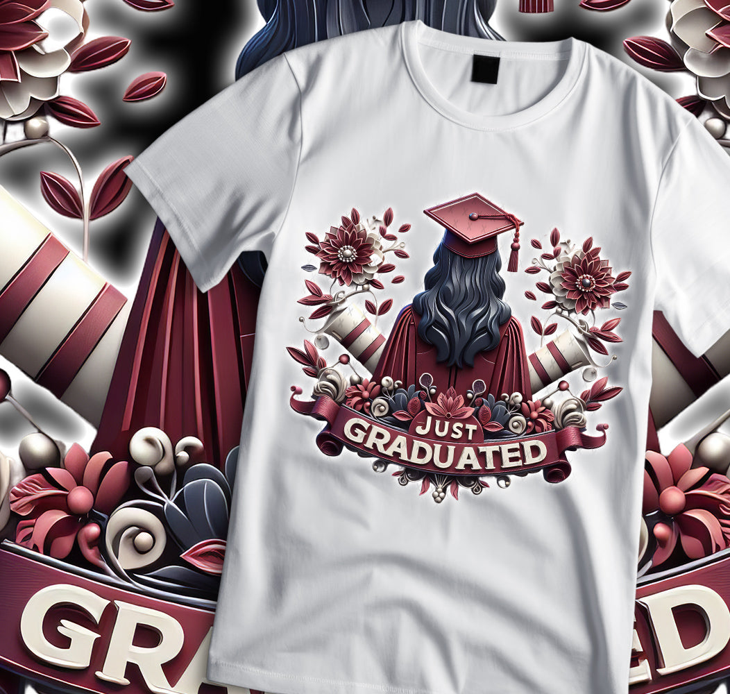 Women's "Just Graduated" Shirt and Tumbler PNG Bundle