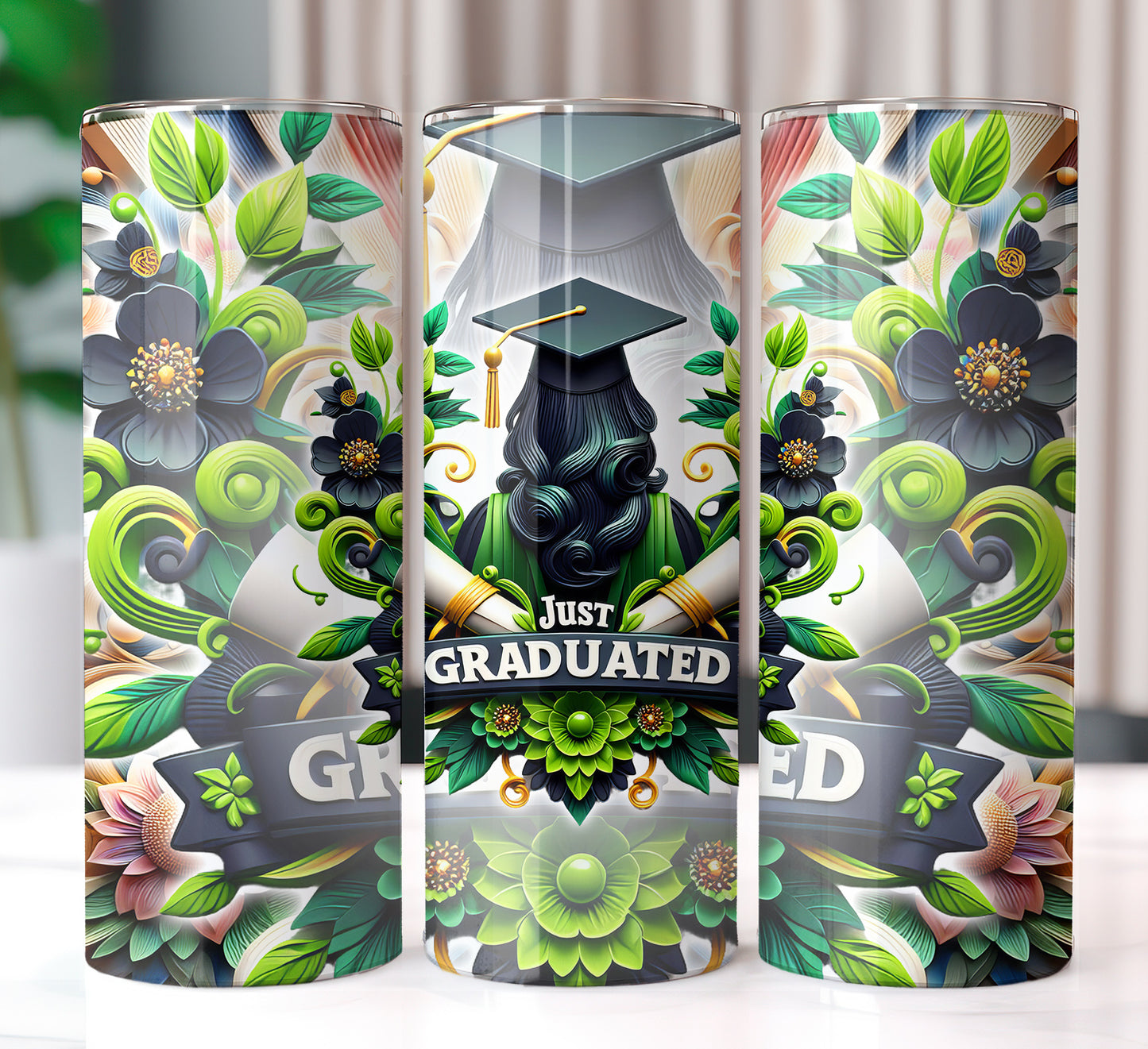 Women's "Just Graduated" Shirt and Tumbler PNG Bundle