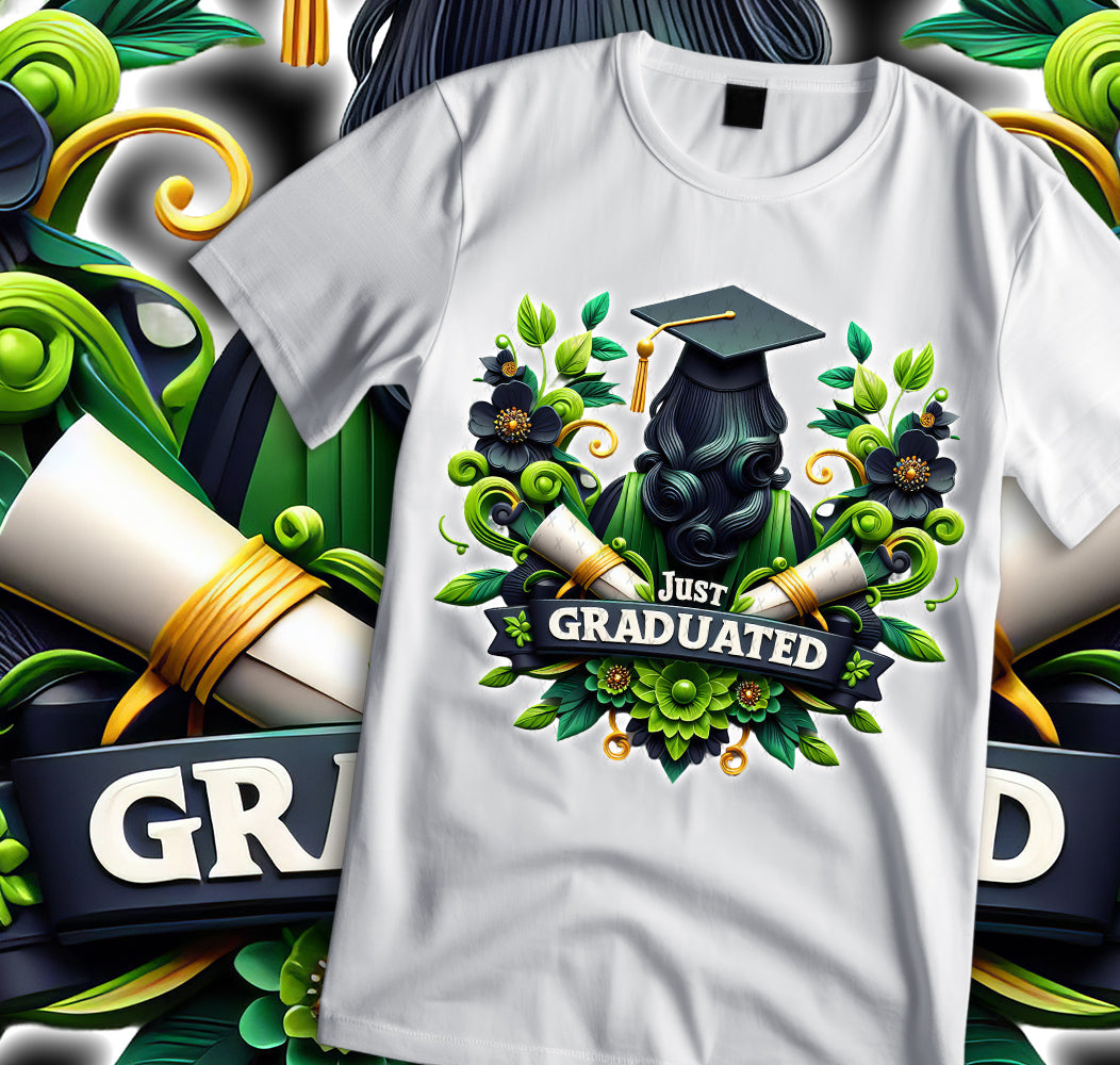 Women's "Just Graduated" Shirt and Tumbler PNG Bundle