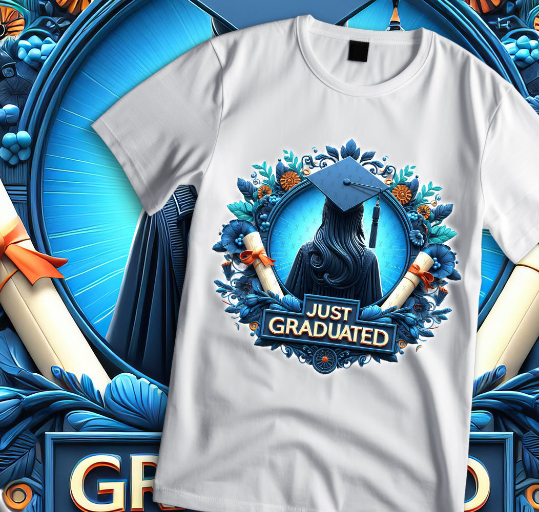 Women's "Just Graduated" Shirt and Tumbler PNG Bundle