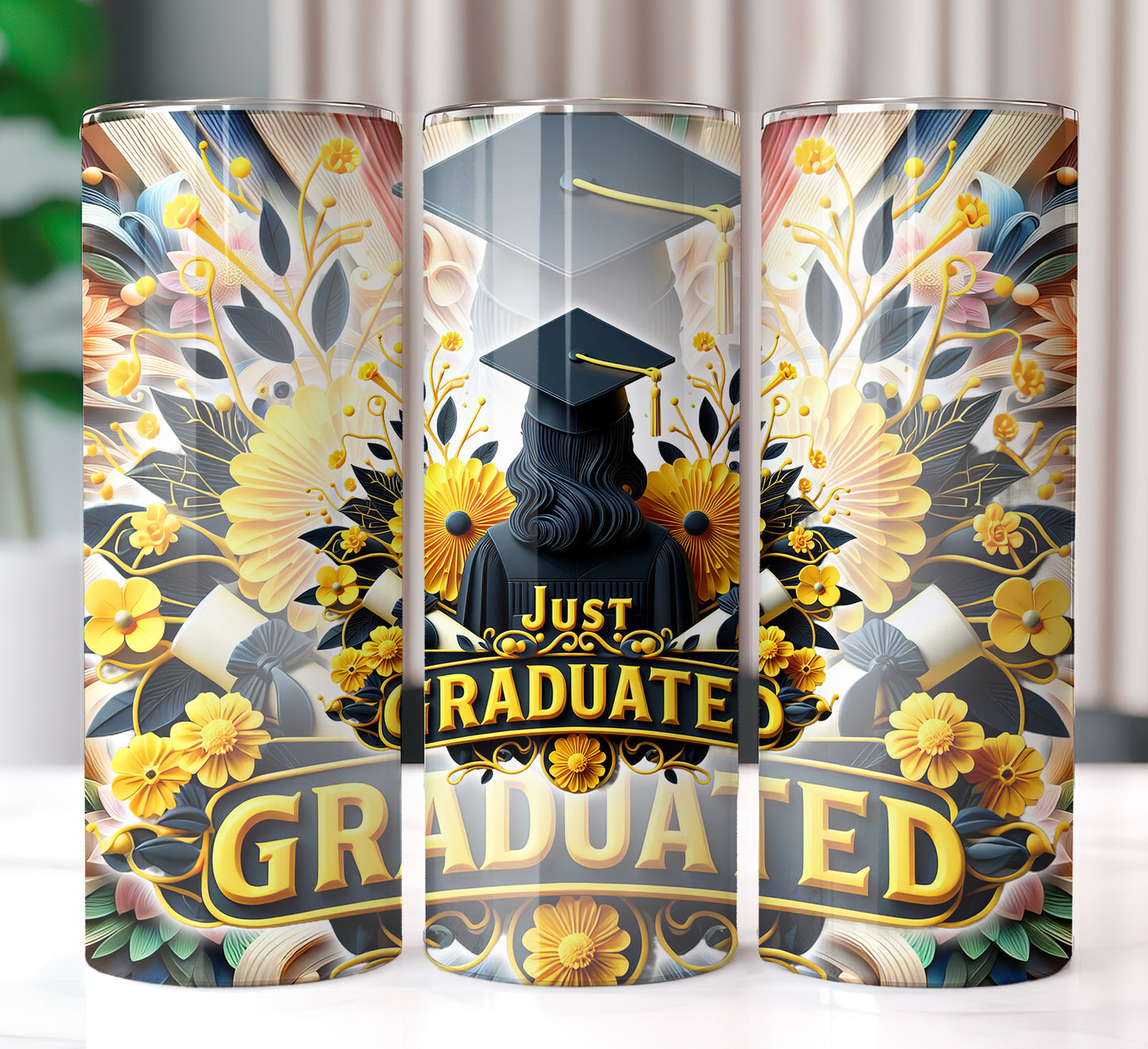 Women's "Just Graduated" Shirt and Tumbler PNG Bundle