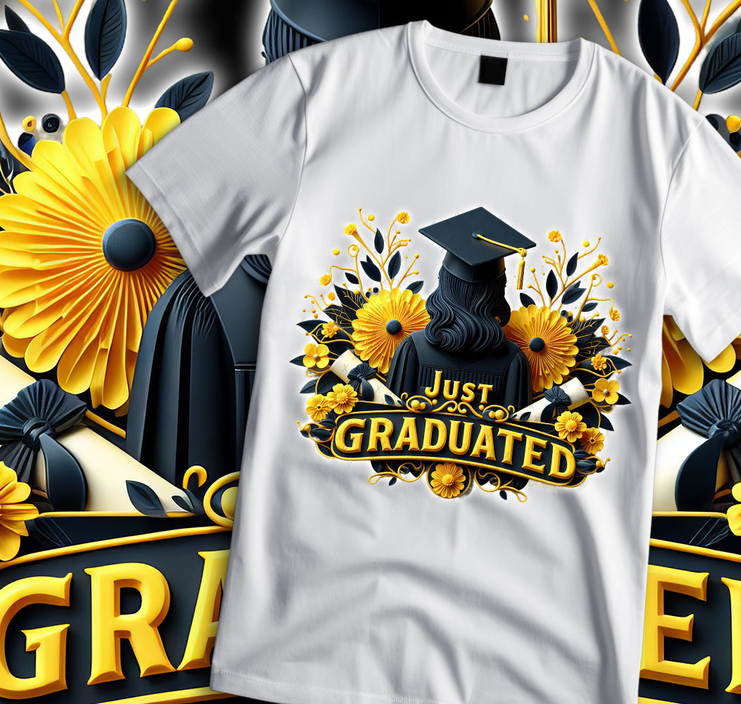 Women's "Just Graduated" Shirt and Tumbler PNG Bundle