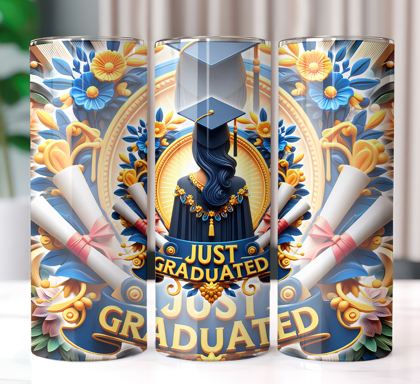 Women's "Just Graduated" Shirt and Tumbler PNG Bundle