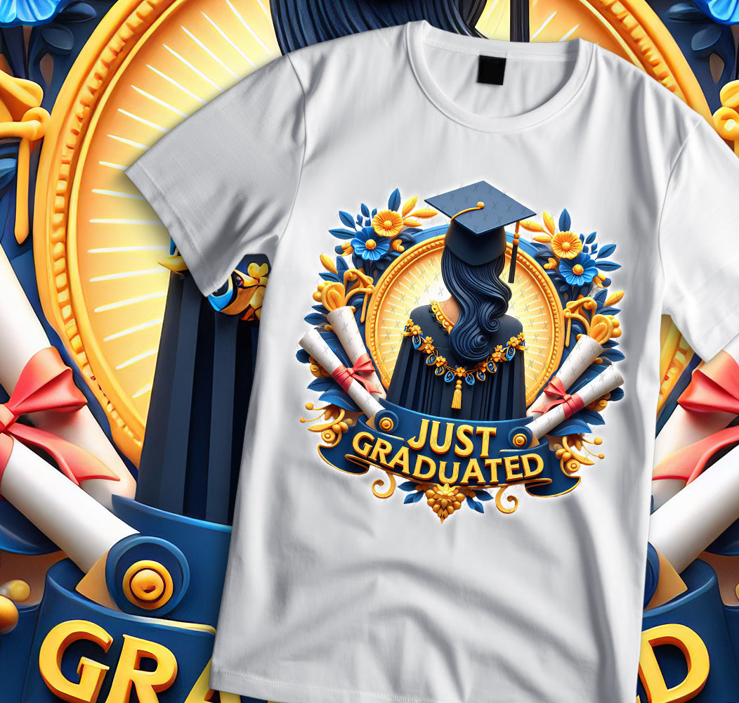 Women's "Just Graduated" Shirt and Tumbler PNG Bundle