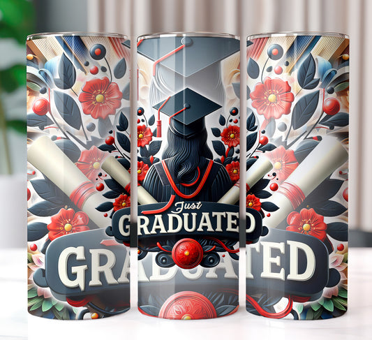 Women's "Just Graduated" Shirt and Tumbler PNG Bundle