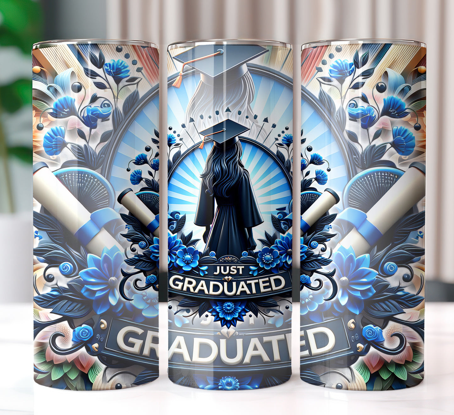 Women's "Just Graduated" Shirt and Tumbler PNG Bundle