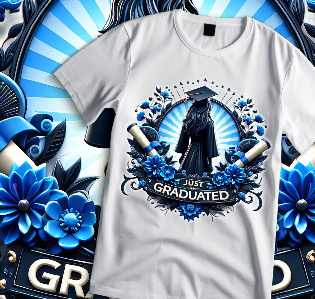 Women's "Just Graduated" Shirt and Tumbler PNG Bundle