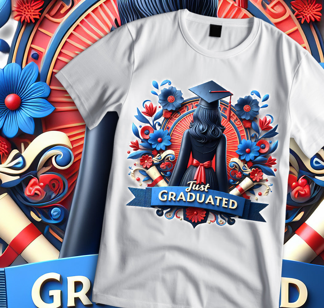 Women's "Just Graduated" Shirt and Tumbler PNG Bundle