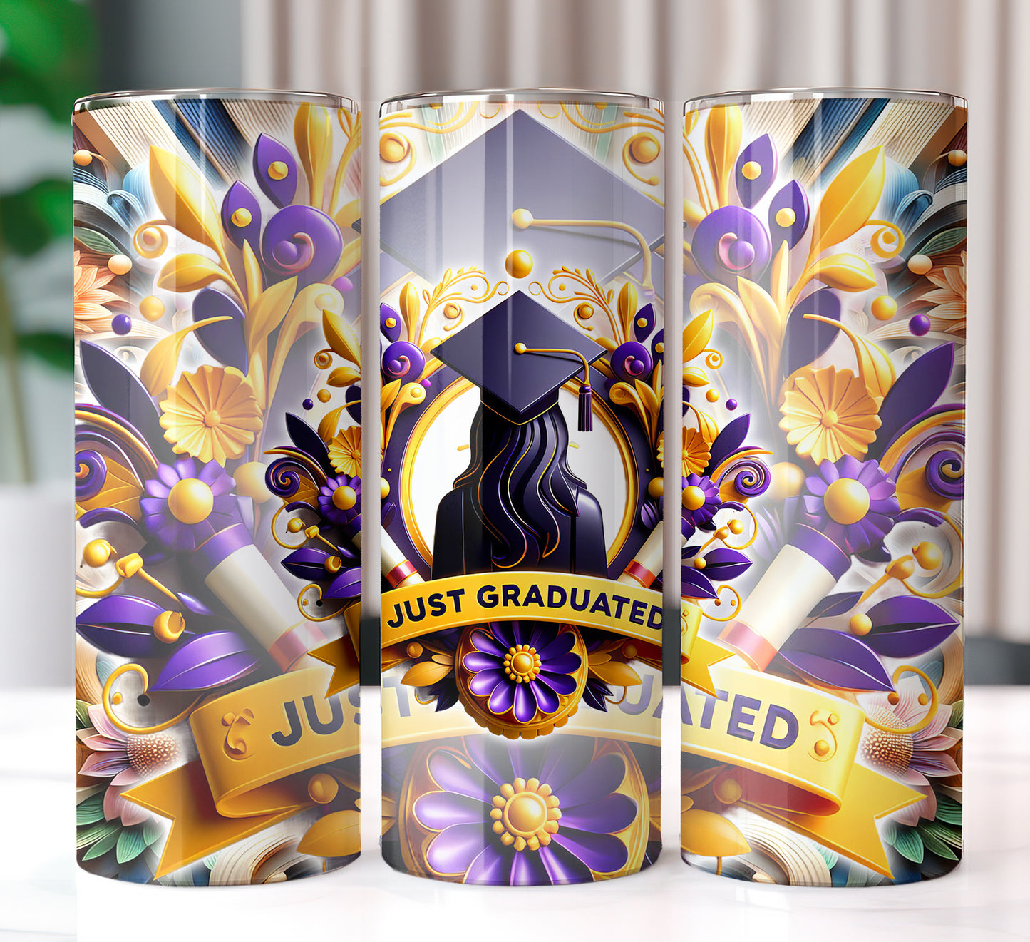 Women's "Just Graduated" Shirt and Tumbler PNG Bundle