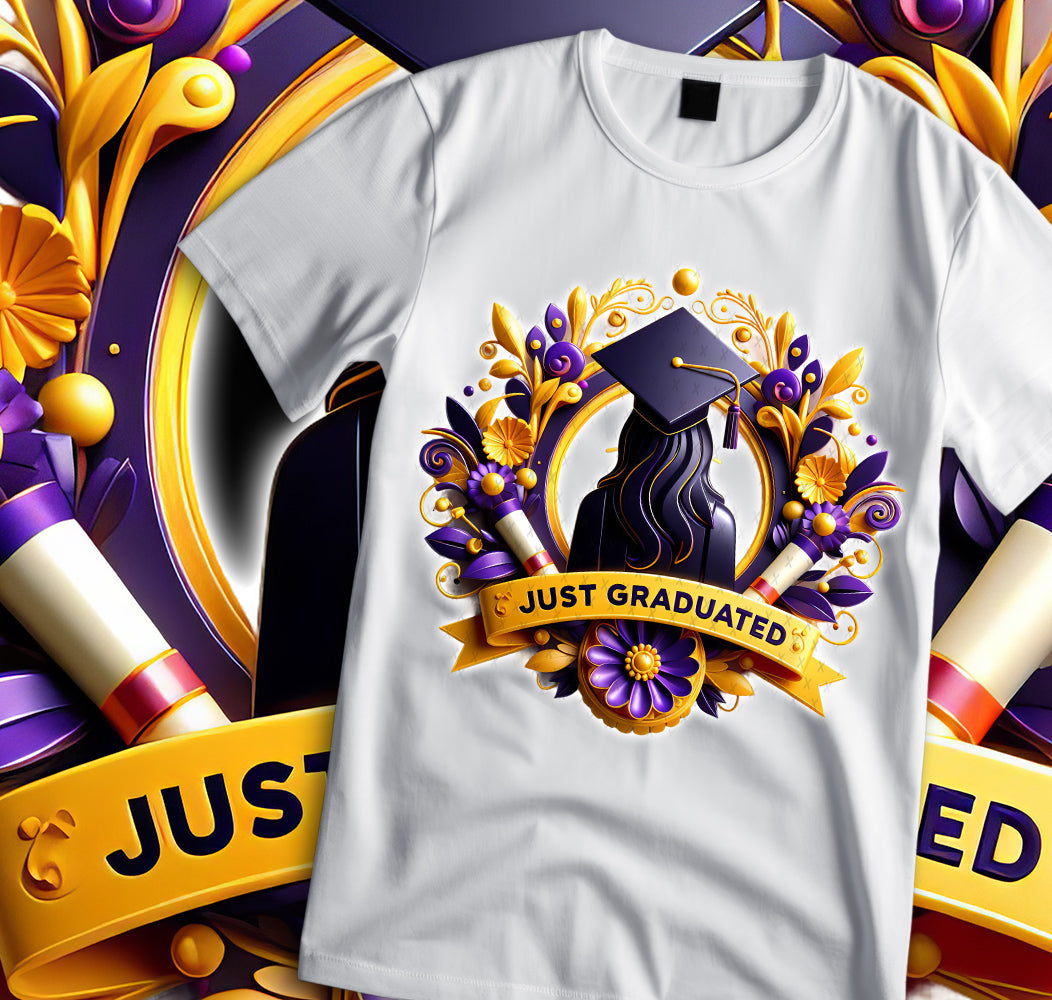 Women's "Just Graduated" Shirt and Tumbler PNG Bundle