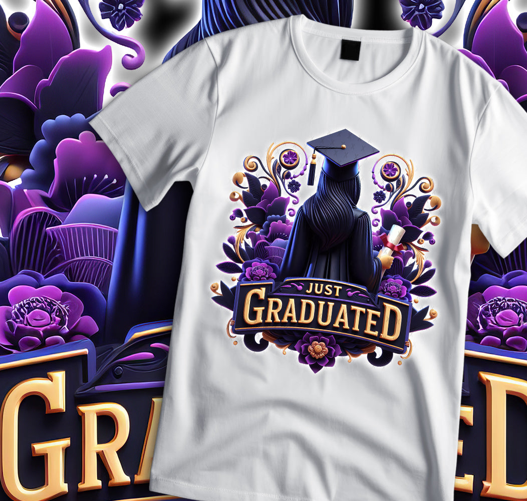 Women's "Just Graduated" Shirt and Tumbler PNG Bundle