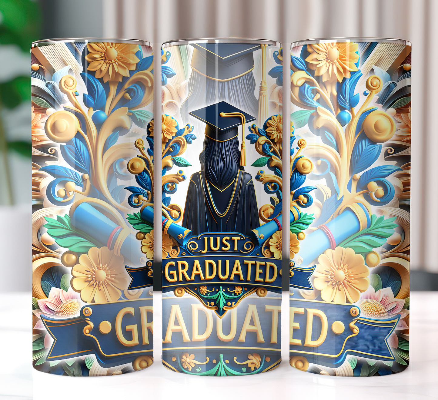 Women's "Just Graduated" Shirt and Tumbler PNG Bundle